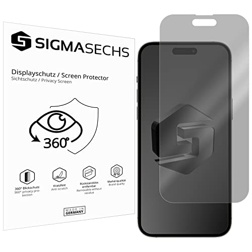 SIGMASECHS 1 x Blickschutzfolie kompatibel mit iPhone 14 Pro Max Sichtschutz 4-Way Displayschutzfolie 360 Grad View Protection privacy SCHWARZ von SIGMASECHS