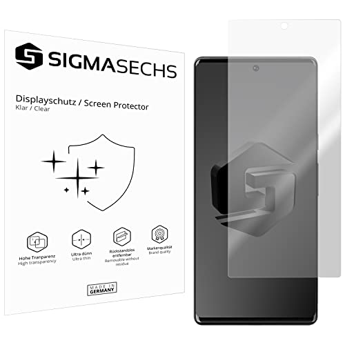 SIGMASECHS 2 x Displayschutzfolie kompatibel mit Google Pixel 6 Pro Displayfolie Schutzfolie Folie Zubehör Crystal Clear KLAR SIGMASECHS 2 x Displayschutzfolie kompatibel mit Google Pixel 6 Pro Displayfolie Schutzfolie Folie Zubehör Crystal Clear KLAR von SIGMASECHS