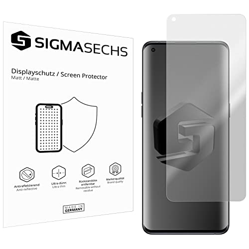 SIGMASECHS 2 x Displayschutzfolie kompatibel mit OPPO Find X5 Pro Displayfolie Schutzfolie Folie Zubehör No Reflexion MATT von SIGMASECHS