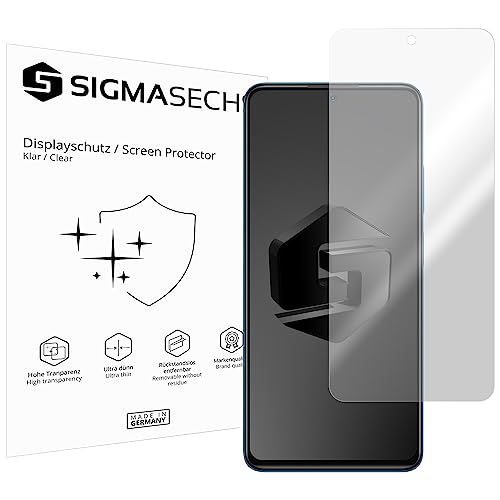 SIGMASECHS 2 x Displayschutzfolie kompatibel mit Xiaomi Redmi Note 12 4G Displayfolie Schutzfolie Folie Zubehör Crystal Clear KLAR von SIGMASECHS