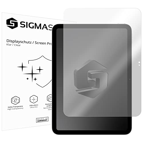 SIGMASECHS 2 x Displayschutzfolie kompatibel mit iPad 10,9' (10. Generation | 2022) Displayfolie Schutzfolie Folie Zubehör Crystal Clear KLAR von SIGMASECHS