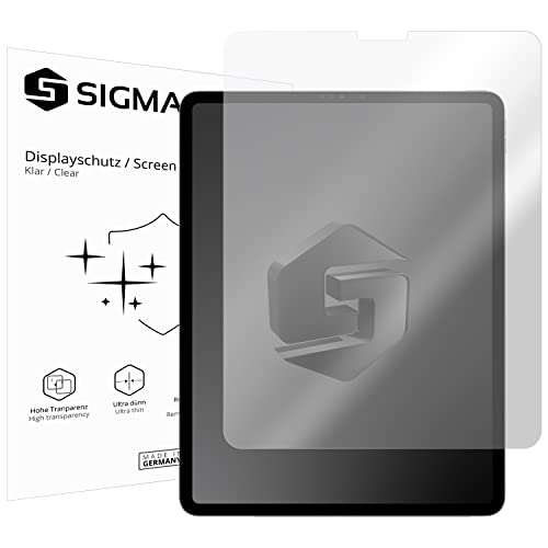 SIGMASECHS 2 x Displayschutzfolie kompatibel mit iPad Pro 12,9' (6. Generation | 2022) Displayfolie Schutzfolie Folie Zubehör Crystal Clear KLAR von SIGMASECHS