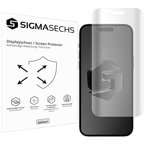 SIGMASECHS 2 x FULL COVER Displayschutzfolie kompatibel mit iPhone 14 Pro Max Displayfolie Schutzfolie Folie Zubehör Crystal Clear KLAR von SIGMASECHS