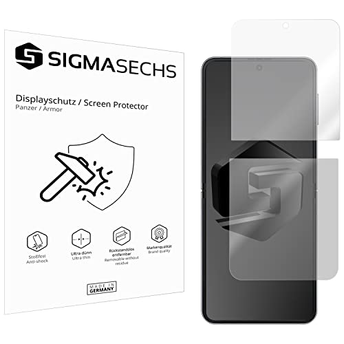 SIGMASECHS 2 x Panzerschutzfolie kompatibel mit Samsung Galaxy Z Flip4 5G Panzerfolie Displayschutzfolie Schutzfolie Folie Shockproof KLAR von SIGMASECHS