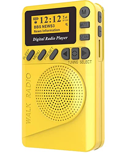 SIHUADON DAB FM Digitales FM-Radio Tragbares Radio Mit Netz und Akku mit MP3-Player Gelb von SIHUADON