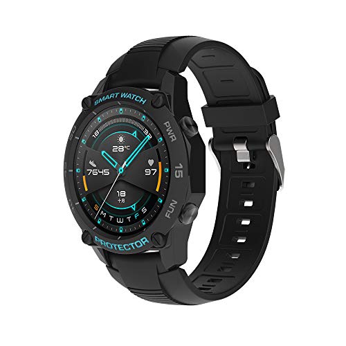 SIKAI CASE - Schutzhülle Schutzfolie Kompatibel mit Huawei Watch GT 2 46mm, Flexi0bles TPU Kratzfest Schutzhülle Schale Hülle Gehäuse (Schwarz - Blau) von SIKAI CASE