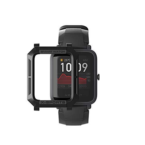 Schutzhülle kompatibel mit Huami Amazfit Bip/Bip Lite/Bip 1S/Bip S Smart Watch, TPU Anti-Kratzer Stoßfest Flexible Lederabdeckung (Schwarz) von SIKAI CASE