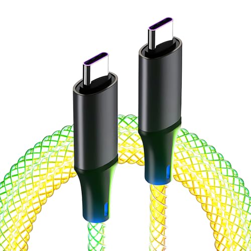 Sikai 1M USB C Kabel Led,RGB USB C auf Typ C Ladekabel,USB C Ladekabel Led 66W Schnellladung,USB C Kabel RGB für iPhone 15,Samsung S24/S23/S22/Z Flip 6/Z Fold 6,Huawei P70/P60,Sony,Xiaomi(USB C-C) von Sikai