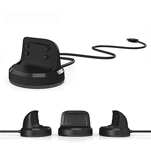 Dockingstation Ladestation für Samsung Gear Fit 2 SM-R360 Smartwatch SIKAI Ersatzkabel USB Ladekabel Ersatz Ladegerät Cradle Dock für Samsung Gear Fit 2 Pro SM-R365 Zubehör MEHRWEG (Schwarz) von SIKAI