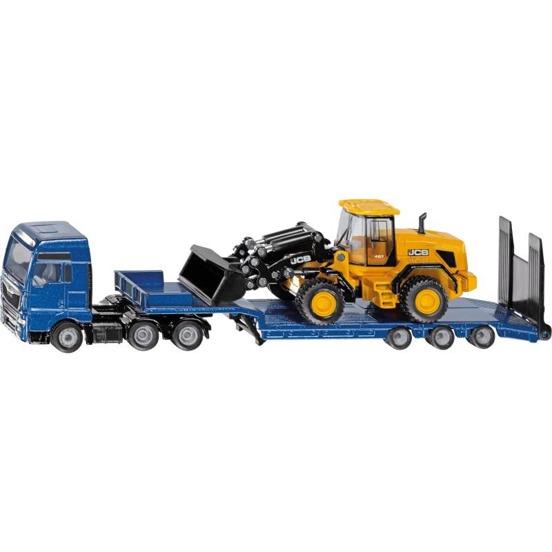 SUPER MAN LKW mit Tieflader und JCB Radlader, Modellfahrzeug von SIKU