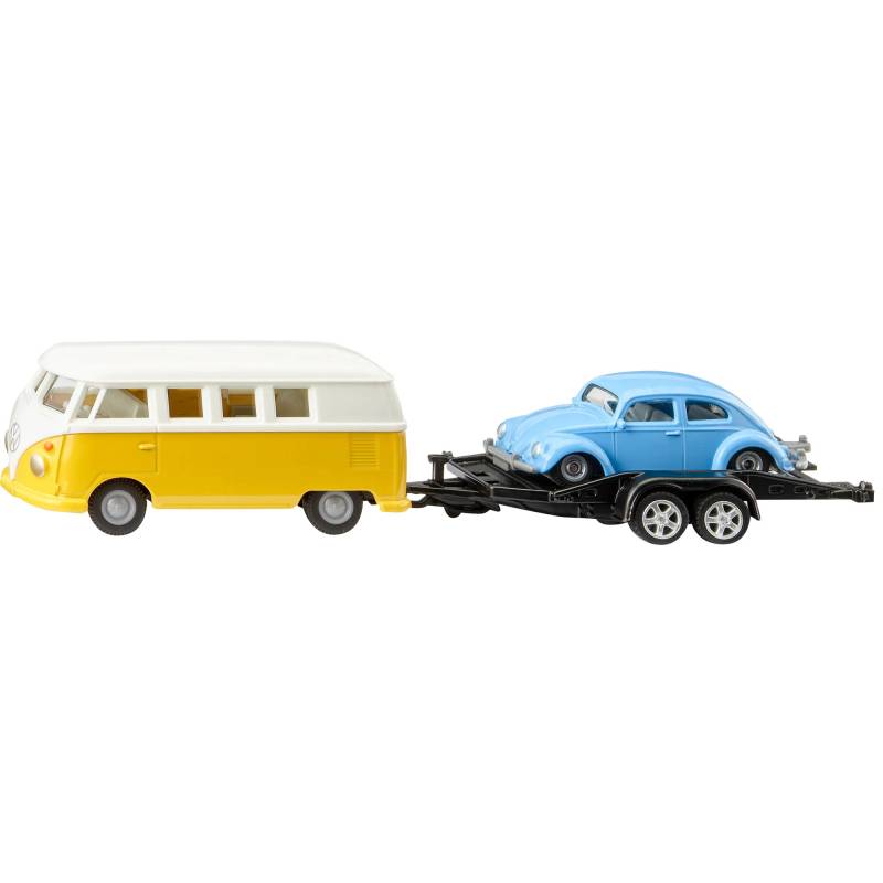 SUPER VW T1 mit Anhänger und VW Käfer, Modellfahrzeug von SIKU