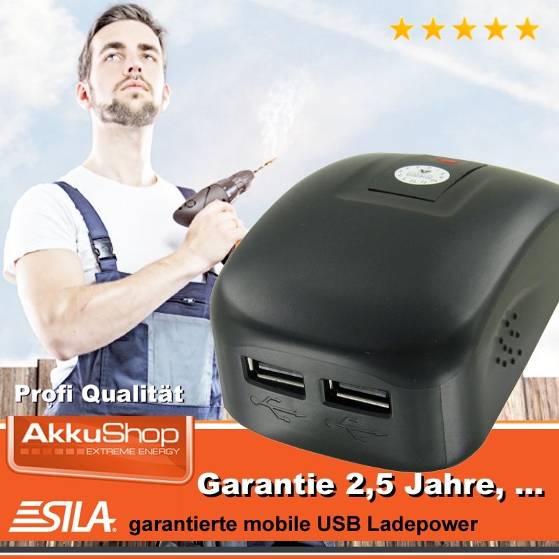 SILA USB-Powertool-Adapter 2fach passend für Dewalt DCB120, DCB121 SILA USB-Powertool-Adapter 2fach passend für Dewalt DCB120, DCB121 von SILA