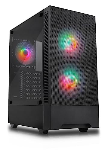 Silentware Flow 100 Midi Tower PC-Gehäuse, Große Metall Mesh-Front, gehärtetes Glas-Seitenfenster, 2X 140mm & 1x 120mm A-RGB Hydro-Lager Lüfter, GPU bis 325mm, Daisy-Chain, ATX Netzteil, Schwarz Silentware Flow 100 Midi Tower PC-Gehäuse, Große Metall Mesh-Front, gehärtetes Glas-Seitenfenster, 2X 140mm & 1x 120mm A-RGB Hydro-Lager Lüfter, GPU bis 325mm, Daisy-Chain, ATX Netzteil, Schwarz von SILENTWARE