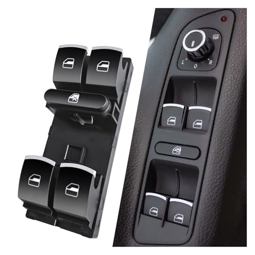 Fensterheberschalter Für Jetta Für Eos Für Golf Für Passat Für Tiguan Für Caddy Power Fenster Master Switch Control Taste 5ND959857 Fensterheber Schalter(Chrome) von SILHUP