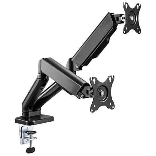 Silver Monkey® UM-800 Monitor-Halterung Tischhalterung für 2 Monitore Gasdruckfeder | Ausleger Arm | Max. 9 kg, 17 bis 32 Zoll | Höhe 360 Drehung Pivot Neigung | VESA 75x75/100x100 | Kabelführung von SILVER MONKEY