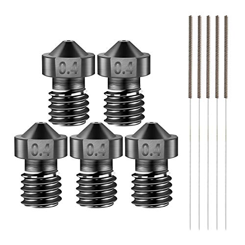 SIMAX3D 5PCS 0.4MM E3D V6 Düse+Reinigungsnadel aus Edelstahl,Gehärteter Stahl Hochtemperatur Nozzle,für Prusa/anycubic/3D Drucker Extruder Zubehör von SIMAX3D