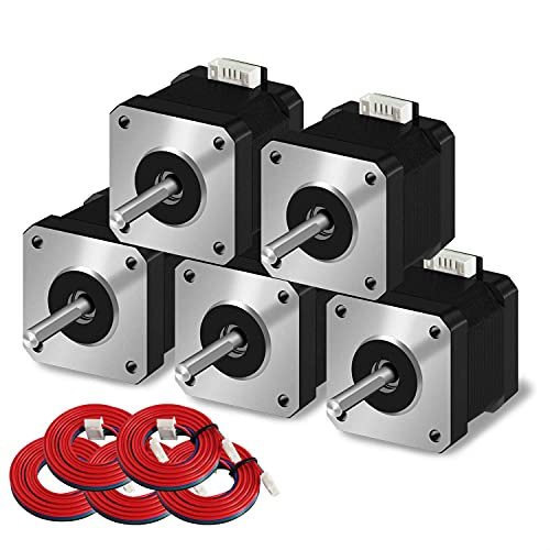 SIMAX3D Nema 17 Schrittmotor set(5 Stück) 42 x 38 mm 1,5 A 2 Phase 4-Drähte 1,8 Grad mit 39,3 Zoll Kabel für Creality CR-10 10S Ender 3 3D-Drucker/CNC-Extruder und Y-Achse von SIMAX3D