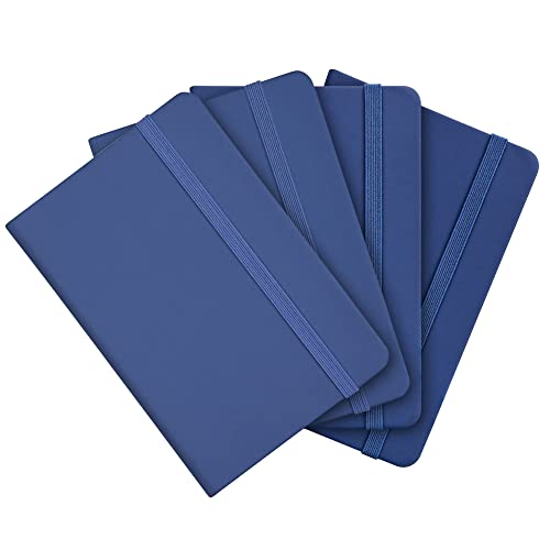4Pcs Notizbuch A6, 9 x 14 cm Kleine Notizbücher mit Gummibandverschluss, Hardcover mit Soft-Touch-Pu-Cover, 160 Seiten (80 Blatt), 80g/m², Mini Notizbuch Pocket Notizbuch(Blau) von SIMDAO
