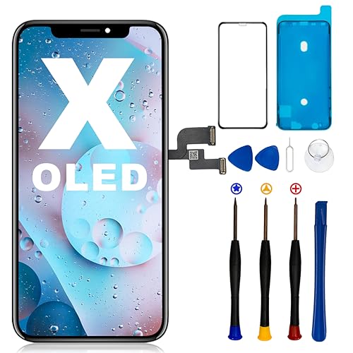 [Kein LCD] Ersatzdisplay für iPhone X OLED 5,8 Zoll (A1865 A1901 A1902), 3D-Touchscreen-Display-Digitalisierer-Reparatur-Set mit kompletten Reparaturwerkzeugen und Displayschutzfolie von SIMDOG
