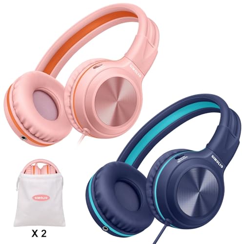 SIMOLIO Kabelgebundene Kopfhörer mit Mikrofon, faltbare Kopfhörer für Teenager, Mädchen, Jungen, Over-Ear-Headset mit begrenzter Lautstärke und 3,5 mm Aux-Share für Handy, Tablets, PC, Chromebook, SIMOLIO Kabelgebundene Kopfhörer mit Mikrofon, faltbare Kopfhörer für Teenager, Mädchen, Jungen, Over-Ear-Headset mit begrenzter Lautstärke und 3,5 mm Aux-Share für Handy, Tablets, PC, Chromebook, von SIMOLIO