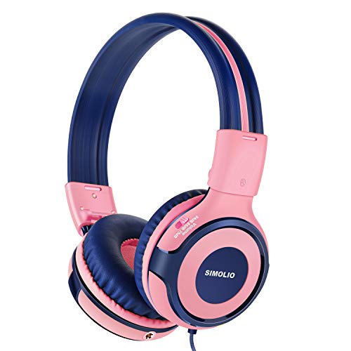 SIMOLIO Kopfhörer Kinder, Kopfhörer für Mädchen mit Share-Anschluss für Musik-Sharing, Kinder-Kopfhörer mit Lautstärkebegrenzer für Gehörschutz - Pink von SIMOLIO