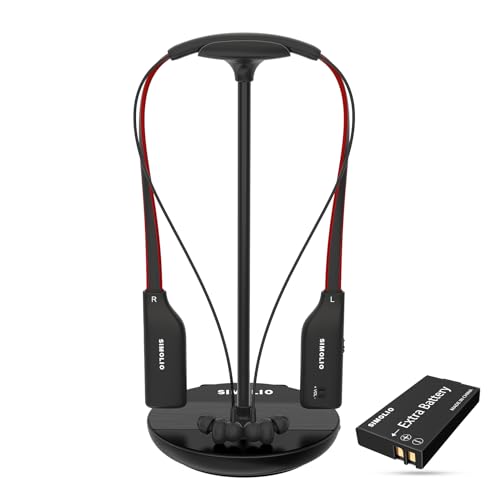 SIMOLIO TV Kopfhörer Kabellos mit Sendeladestation, Funkkopfhörer für Fernseher mit Ersatzbatterie für Senioren, 2.4GHz Wireless Headset mit 100ft Reichweite & Audio Bypass zur Soundbar von SIMOLIO