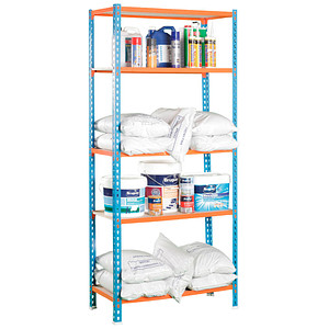 Simonrack Schwerlastregal MADERCLICK 5 458100025189045 orange, blau, braun 90,0 x 40,0 x 180,0 cm von SIMONRACK