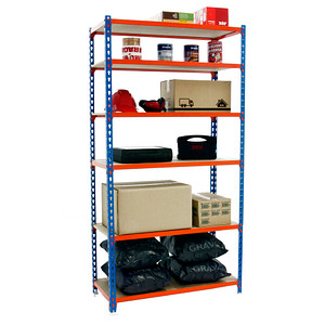 Simonrack Schwerlastregal MADERCLICK 6 8435104955369 orange, blau, braun 90,0 x 40,0 x 250,0 cm von SIMONRACK