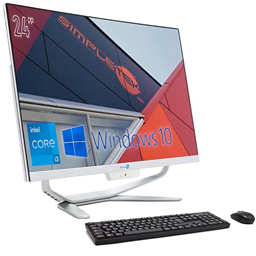 All-in-One PC 24 Zoll Full HD Gebogen Core i3 3,40 GHz Windows 10 Pro 4 GB RAM SSD 120 GB | Webcam 1080p WiFi5 BT HDMI Fixed Computer Aio Home Schule Arbeit Simpletek von SIMPLETEK