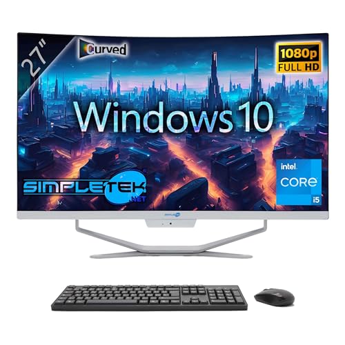 SIMPLETEK All-in-One AiO 27 Zoll FHD Curved Windows 11 Core i3 bis 3,8 GHz 4 GB RAM SSD 240 GB + kabellose Maus inklusive Webcam PC Gaming Curved Streaming Home Arbeit Computer für Jungen SIMPLETEK All-in-One AiO 27 Zoll FHD Curved Windows 11 Core i3 bis 3,8 GHz 4 GB RAM SSD 240 GB + kabellose Maus inklusive Webcam PC Gaming Curved Streaming Home Arbeit Computer für Jungen von SIMPLETEK