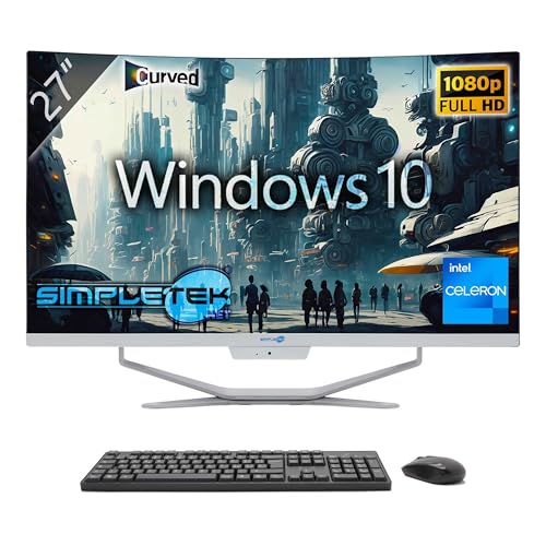 SIMPLETEK All-in-One AiO 27 Zoll FHD Curvo Windows 10 Celeron bis 1,8 GHz 16 GB RAM SSD 120 GB HDD 1 TB + kabellose Maus inklusive Webcam PC Gaming Curved Streaming Home Arbeit Computer für Jungen SIMPLETEK All-in-One AiO 27 Zoll FHD Curvo Windows 10 Celeron bis 1,8 GHz 16 GB RAM SSD 120 GB HDD 1 TB + kabellose Maus inklusive Webcam PC Gaming Curved Streaming Home Arbeit Computer für Jungen von SIMPLETEK