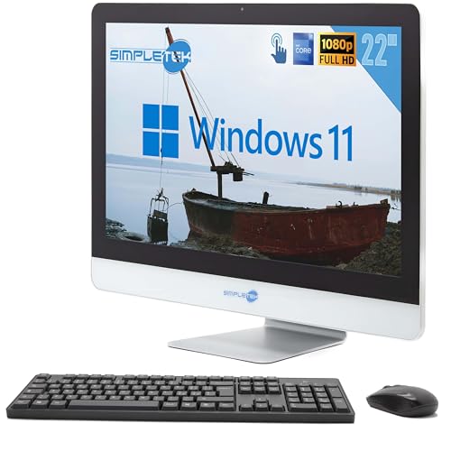 SIMPLETEK All-in-One AiO Touch Screen | 22" Full HD Core i7 2600S 2.8GHz Windows 11 Pro | 8GB RAM SSD 240GB | Webcam Touchscreen interne Lautsprecher + kabellose Maus und Tastatur | Businesscomputer von SIMPLETEK