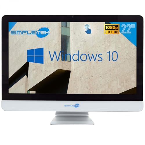 SIMPLETEK - All-in-One AiO Touchscreen | 22" Full HD Celeron 3120M 2.5GHz Windows 10 Pro | 4GB RAM SSD 120GB | Webcam | interne Lautsprecher | Kabellose Maus und Tastatur von SIMPLETEK