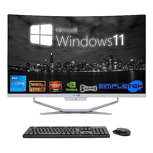 SIMPLETEK All in One Computer 27 Zoll Curved | Prozessor Intel i5 10 Gen | Grafikkarte GT730 4 GB | Windows 11 | 16GB RAM 960GB SSD | Ideal für Grafik, Gaming, Arbeit von SIMPLETEK
