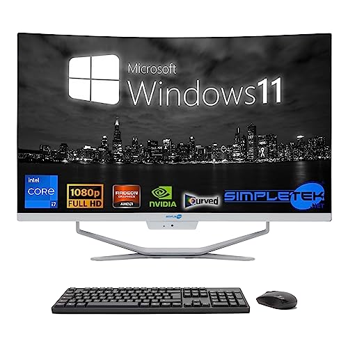 SIMPLETEK All in One Computer 27 Zoll Curved | Prozessor Intel i7 10 Gen | Grafikkarte GT710 mit 1 GB | Windows 11 | 16 GB RAM 480 GB SSD | Ideal für Grafik, Gaming, Arbeit von SIMPLETEK