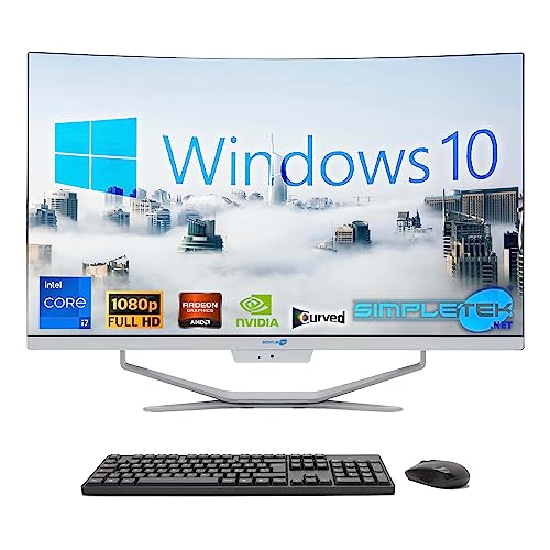 SIMPLETEK All in One Computer 27 Zoll Curved | Prozessor Intel i7 10 Gen | Grafikkarte GT730 4 GB | Windows 10 | 16GB RAM 960GB SSD | Ideal für Grafik, Gaming, Arbeit von SIMPLETEK