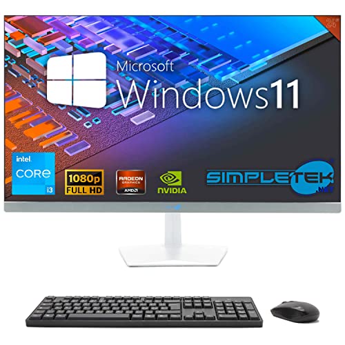 SIMPLETEK - All-in-One-PC 24" FHD 60Hz Core i3 Windows 11 | Grafikkarte Radeon GTX1650 4GB | 16GB SSD 2TB | Arbeit, Gaming von SIMPLETEK