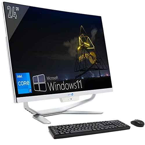 SIMPLETEK All-in-One PC 24 Zoll Full HD Gebogen Core i7 Bis 3,90 GHz Windows 11 Pro 16 GB RAM SSD 2 TB + 240 GB Webcam 1080p WiFi5 BT HDMI Festcomputer Aio Haus Schule Arbeit von SIMPLETEK