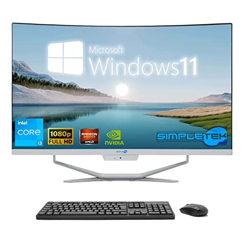 SIMPLETEK - All-in-One-PC 27" Curved Windows 11 | Prozessor Core i3 12°Gen mit Grafikkarte RX550 4GB | 16GB RAM DDR4 SSD 960GB von SIMPLETEK