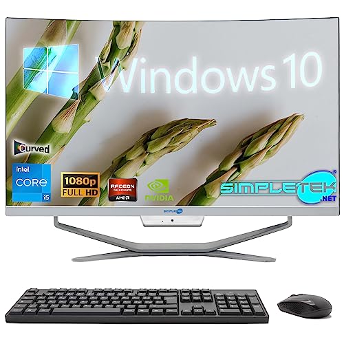 SIMPLETEK - All in One PC mit gebogenem Bildschirm 24" Core i5 | 2GB nVidia GT710 Grafikkarte | Windows 10 | 16GB RAM SSD 480GB | Ideal für Büro, Schule, Zuhause von SIMPLETEK