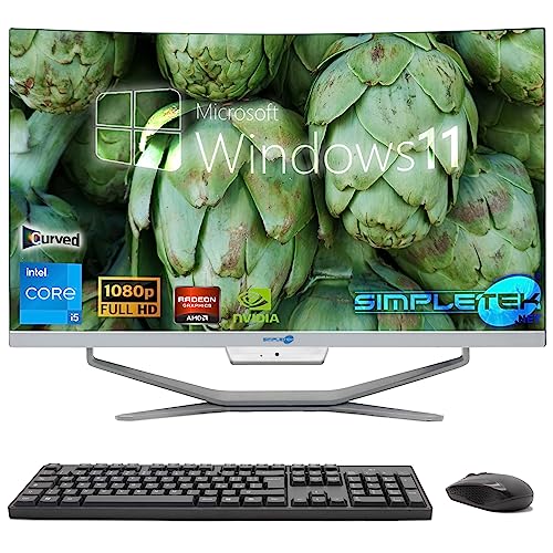 SIMPLETEK - All in One PC mit gebogenem Bildschirm 24" Core i5 | 4GB Nvidia GTX 1650 Grafikkarte | Windows 11 | 16GB RAM SSD 2TB | Ideal für Video-Editing, Gaming, Arbeit von SIMPLETEK