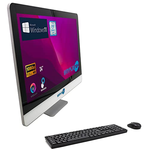 SIMPLETEK All in One Touch Screen Windows 11 Professional | 24 Zoll Full HD Core i3 2.40 GHz | 8 GB SSD 240 GB | Integrierte Webcam Touchscreen HDMI LAN Wi-Fi Bluetooth USB 3.0 PC Desktop von SIMPLETEK