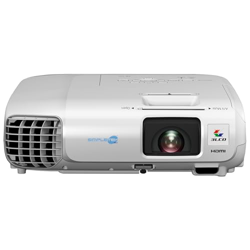 SIMPLETEK - Beamer EB-S17 Projektor mit Fernbedienung HDMI VGA RCA 3LCD 2700 Ansi Lumen Weiß | Netzkabel und HDMI im Lieferumfang enthalten (überholt) von SIMPLETEK