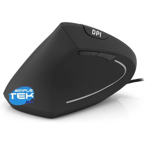 SIMPLETEK - Ergonomische kabellose vertikale Maus für Linkshänder | 6 Tasten, einstellbare DPI (Generalüberholt) von SIMPLETEK