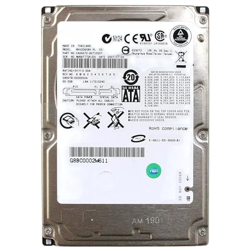 SIMPLETEK - Interne 2,5-Zoll-Festplatte mit 60 GB | SATA 1,5 Gbit/s, 5400 U/min, ideal zum Aufrüsten von Notebooks (MHV2060BH) (Generalüberholt) von SIMPLETEK