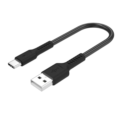 SIMPLETEK - Kurzes USB-C-Kabel 20 cm schwarz zum schnellen Aufladen Smartphone, Kopfhörer, Power Bank, Telefon - Kompatibel mit Android, iOS von SIMPLETEK