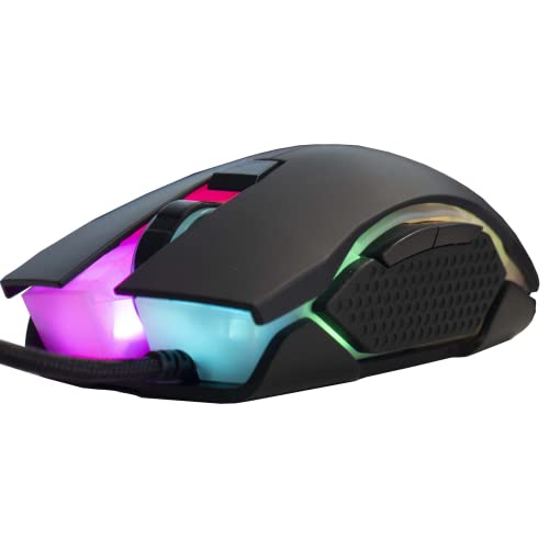 SIMPLETEK Maus Gaming USB Basis Metallica E Gummi Seitenscheibe RGB 6 Schaltflächen Sensor Pixart 5000 DPI von SIMPLETEK
