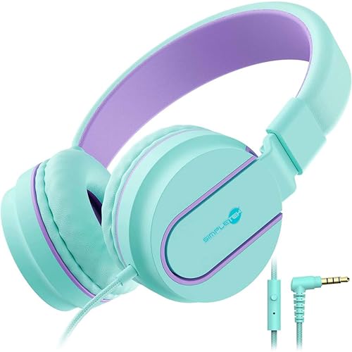 SIMPLETEK - Over-Ear-Kopfhörer für Kinder mit Mikrofon | Lautstärke begrenzt 85 dB | 3,5 mm Klinke | faltbar, verstellbar | Schulgebrauch, Reisen (überholt) von SIMPLETEK