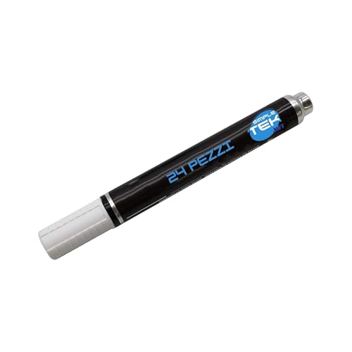 SIMPLETEK - Permanentmarker weiß 13 ml - Industrie-Marker für Kunststoff, Glas, Metall und Holz - Doppelspitze 3 mm/5 mm (24 Stück) von SIMPLETEK