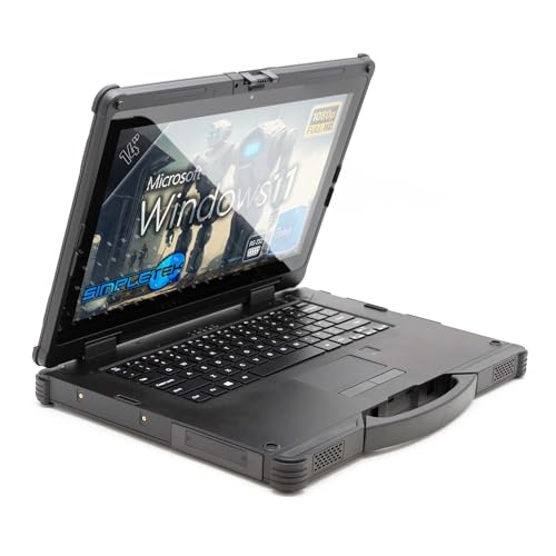 SIMPLETEK - Rugged Notebook 14 Zoll FHD Core i5 11Gen Dual Akku Windows 11 | 16 GB RAM SSD 2 TB | PC Industrielaptop Ultra Beständig gegen Staub Wasser IP65 von SIMPLETEK